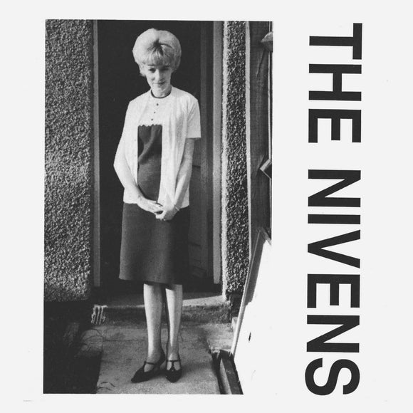 Yesterday by The Nivens on Optic Nerve Recordings (the sleeve art features a black and white photograph of a woman in 'sixties fashion stood in front of a door in a pebble-dashed house; the photograph is on a white background, and the band name is written down the right-hand side in a bold sans-serif font).
