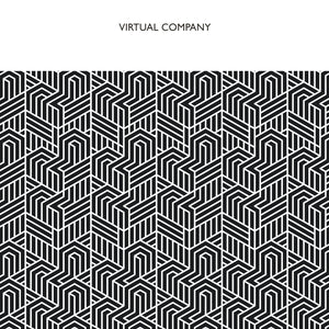 Virtual Company's self titled CD on Confront Recordings (part of the Core Series, the album cover has a white band across the top with the words Virtual Company in all-caps black letters; beneath this is a black and white geographical repeating pattern)