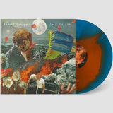 Blue and orange vinyl edition of Only The End by Ashley Shadow on Felte Records (the album artwork is a colourful collage of images including hands and a skull against a moonlit ocean; the artist name and album title are hand-written across the top of the sleeve on either side of the moon)