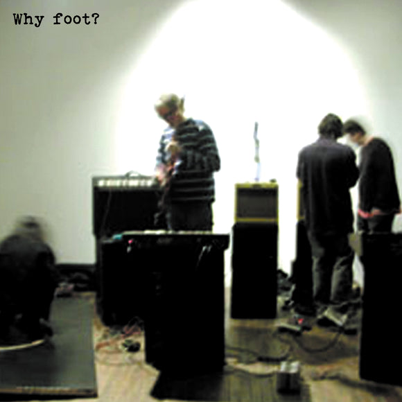 Why Foot? by Foot on Glass Modern Records (the album artwork is a blurry photograph of somepeople standing around some amps on a wooden floor in front of a plain white wall)