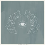 Vestiges & Claws by José González on Peacefrog Records (the album artwork is a white abstract line drawing with an eye at the centre on a grey-blue background, with a narrow off-white border; the artist name and album title are handwritten in small cursive text at the bottom of the sleeve)